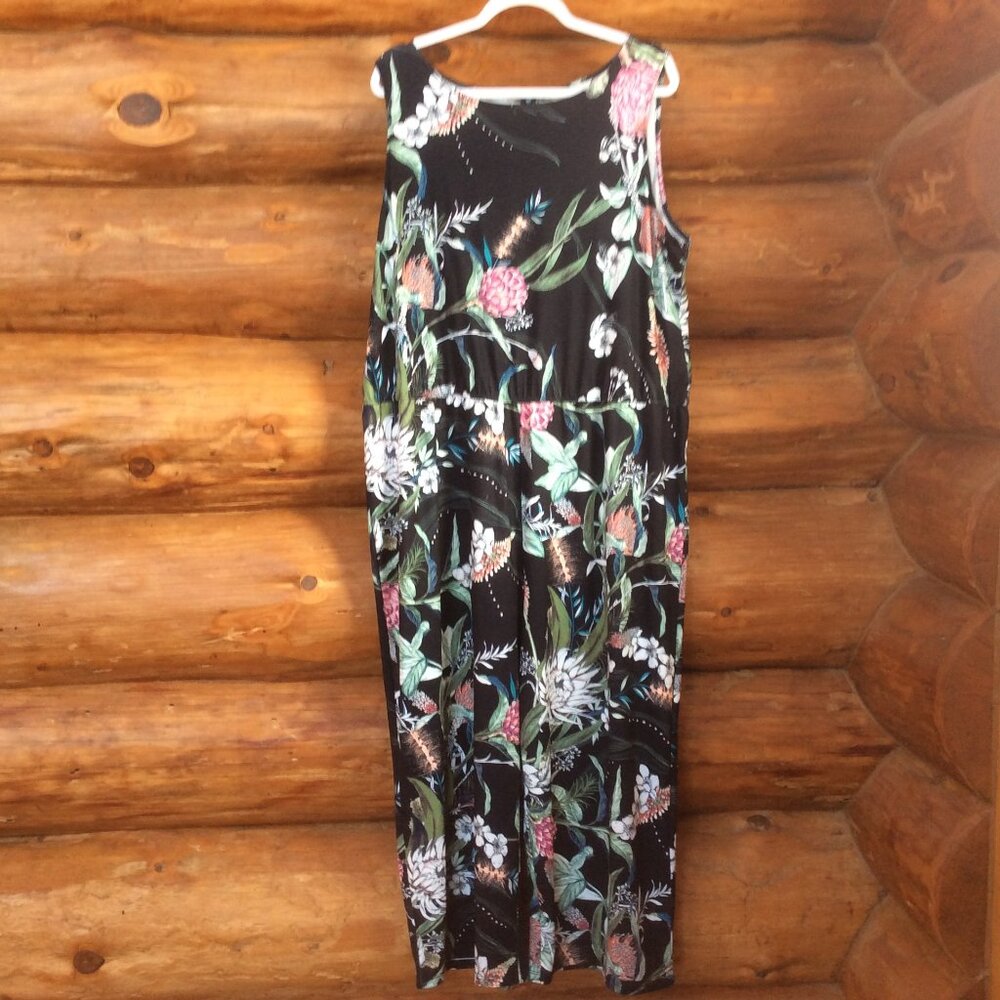CJ Banks Tropical Floral Wide Leg Boho Vacation Resortwear One Piece Size 1X